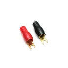 0 Gauge 70mm2 5mm Stud Fork Terminals - 5 Pair Red Black 0 AWG, 10 Terminals