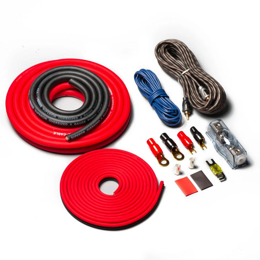 4 AWG CCA Red Amplifier Wiring Kit - 2-Channel Car Audio Kit