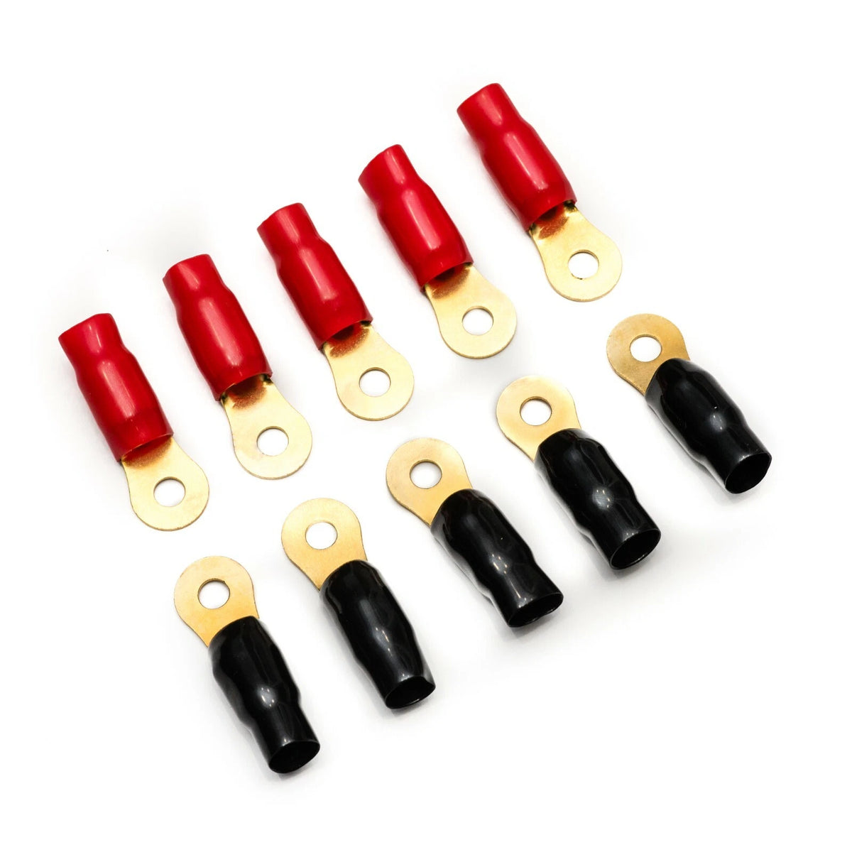 0 Gauge 70mm Ring Terminals - 8mm Stud, 10 Terminals With Insulation Jackets, 5 Pair