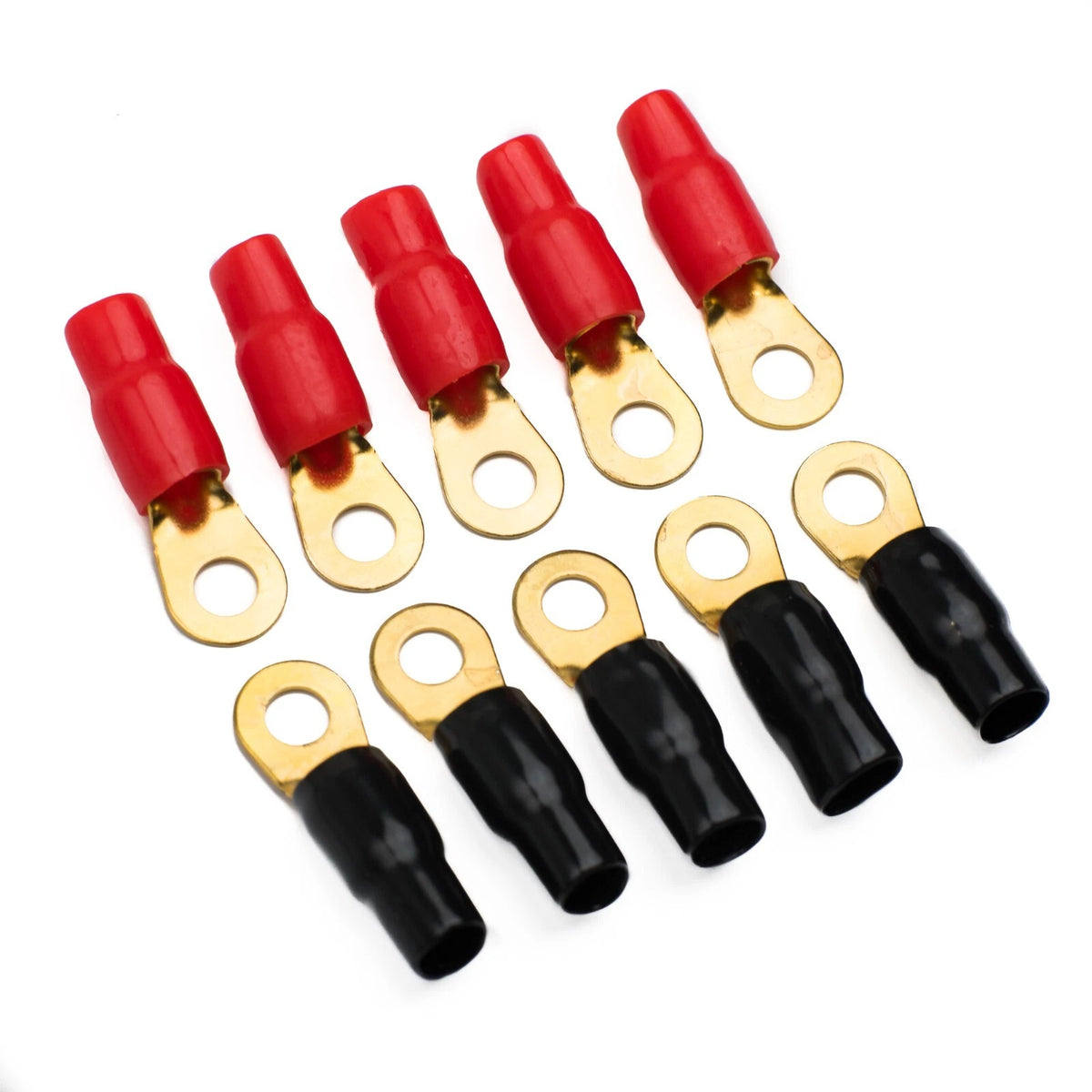 5 Pair 10 4 AWG Ring Terminals Red Black 4 Gauge - 5/16 inch - 8mm Stud