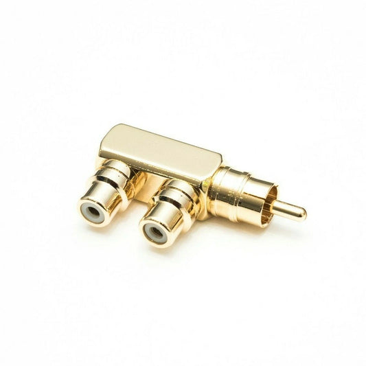 RCA Y Splitter Angled 2 Female - 1 Male Gold Plated High Quality