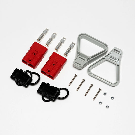 175A Powerpole Connectors 1/0 AWG Red/Grey - Inc Handles and Dust Covers