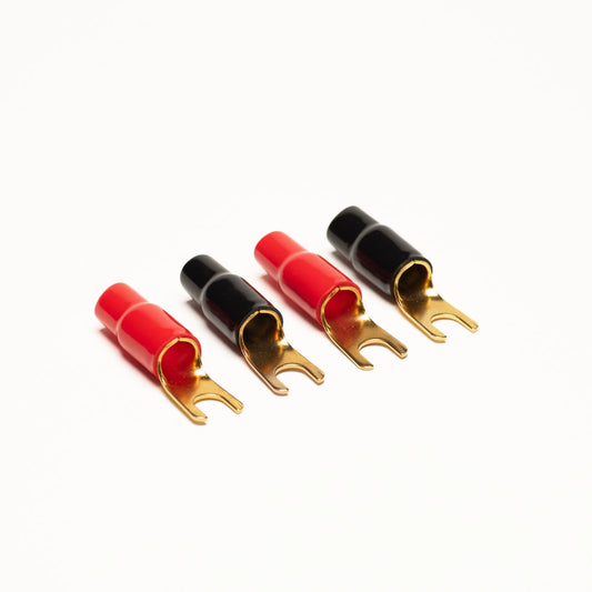 8 Gauge Fork Terminals - 2 Pair Red Black, 4 Terminals