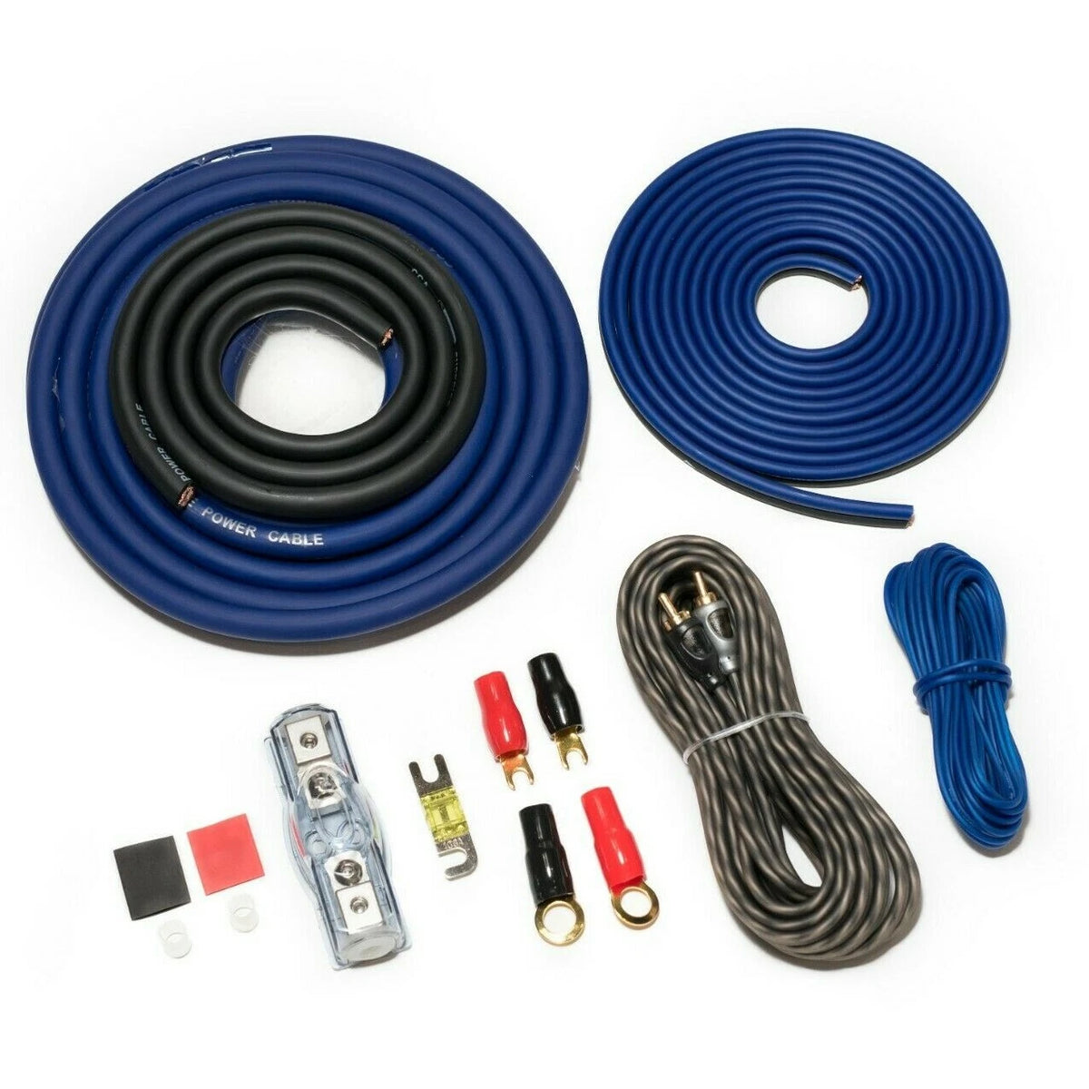 8 AWG CCA Blue Amplifier Wiring Kit 2 Channel - High Quality Complete Kit