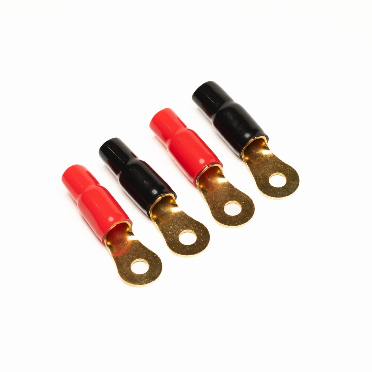 0 Gauge Ring Terminals - 2 Pair, 8mm Stud, 4 Terminals With Insulation Jackets