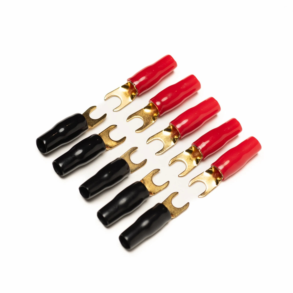 8 Gauge Fork Terminals - 5 Pair Red Black, 10 Terminals