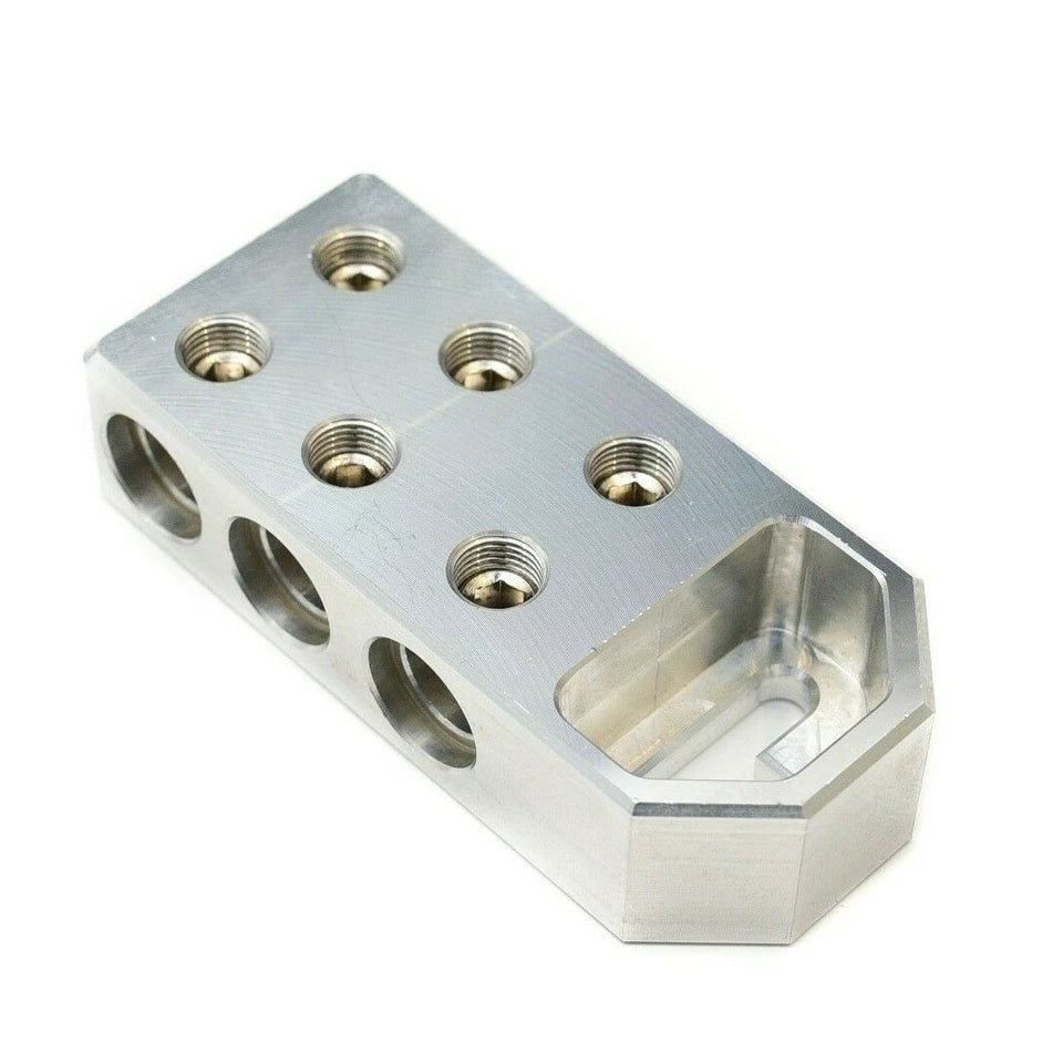 Machined Battery Terminal With 6x 0 AWG Inputs - Heavy Duty Includes Ferrules