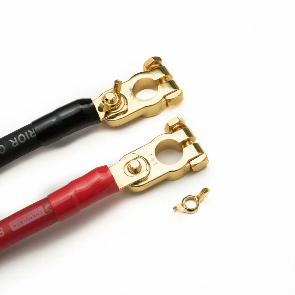 0 Gauge 70mm2 Fork Terminals - 5 Pair Red Black 0 AWG, 10 Terminals, 10mm Stud