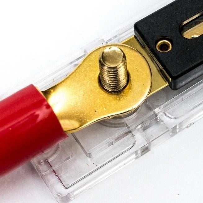 0 Gauge Ring Terminals - 2 Pair, 8mm Stud, 4 Terminals With Insulation Jackets