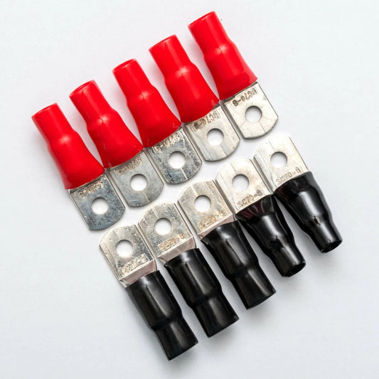 10 Copper Ring Terminals - Pure Copper Tinned, 8mm Stud, Choice of 10mm 35mm 70mm