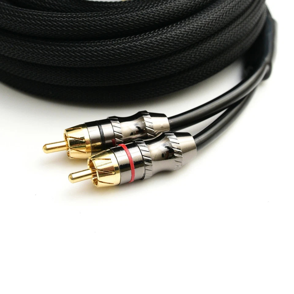 Premium 2M-1F Channel RCA Cable - Machined Gold Plated Heads, Quality Phono Wire