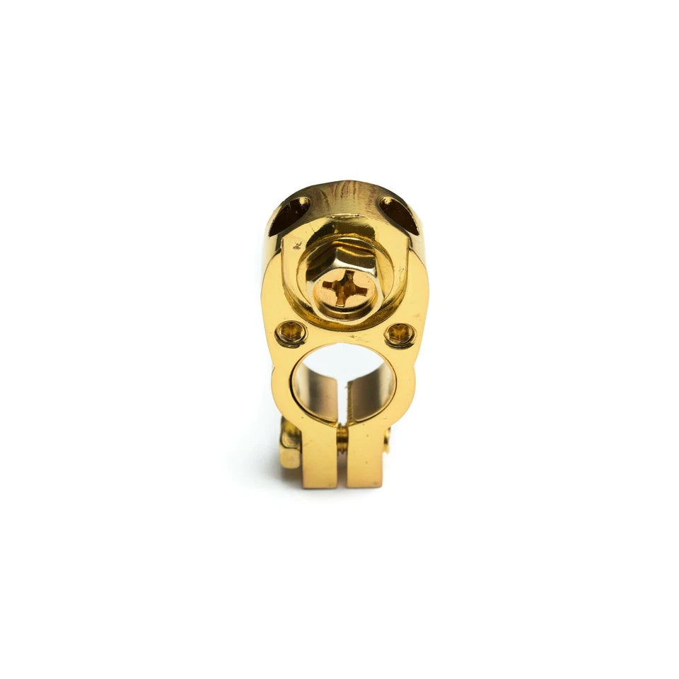 Gold Plated Battery Terminal With M8 Bolt and 2x8 AWG Inputs - Heavy Duty Machined