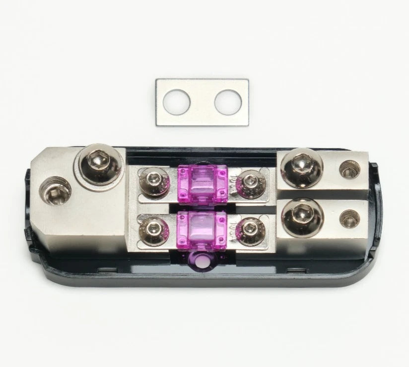 Distribution Block 1x0 AWG In to 2x4-8 AWG Out - ANL, Mini-ANL Fuses Compatible