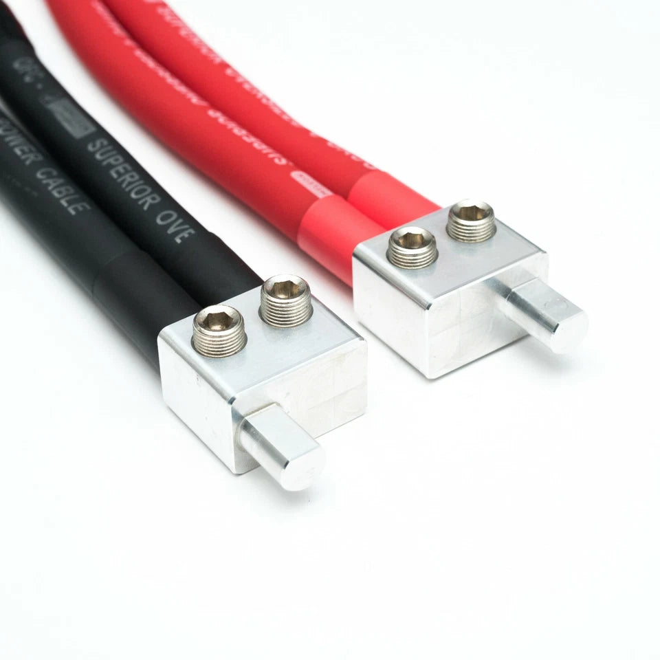 2 Amplifier Terminals 2x0 Gauge In - 1x0 AWG Out - Inc Heat Shrink and Ferrules