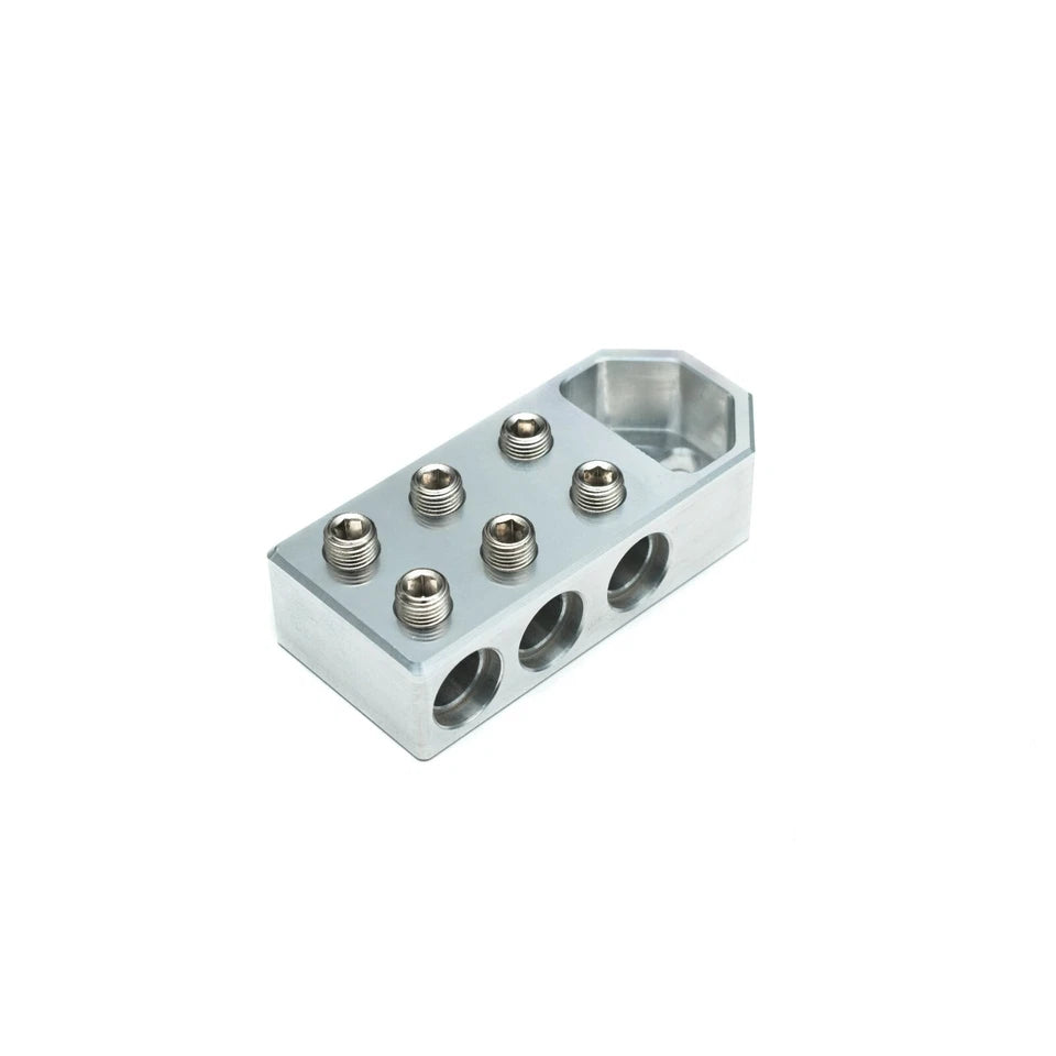 Machined Battery Terminal With 6x 0 AWG Inputs - Heavy Duty Includes Ferrules