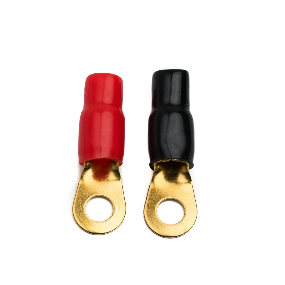 5 Pair 10 4 AWG Ring Terminals Red Black 4 Gauge - 5/16 inch - 8mm Stud